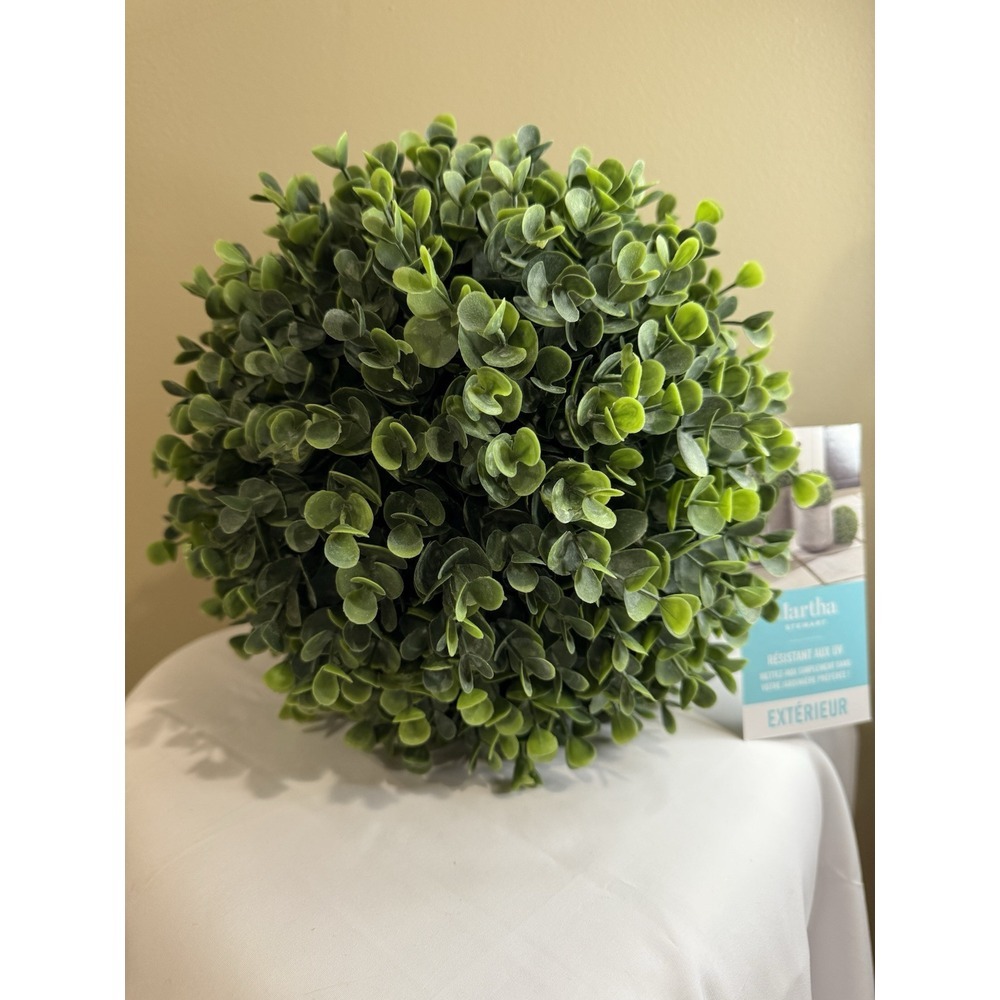 Martha‎ Stewart Faux Topiary Eucalyptus Ball UV Resistant Indoor Outdoor 8"